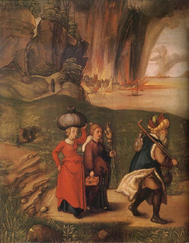 Albrecht Durer Lot flees with his family from sodom